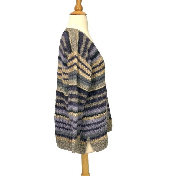 J. McLaughlin Vintage Hand Knit Cardigan Sweater Silk Mohair Blend Stripe Size S - Picture 3 of 9